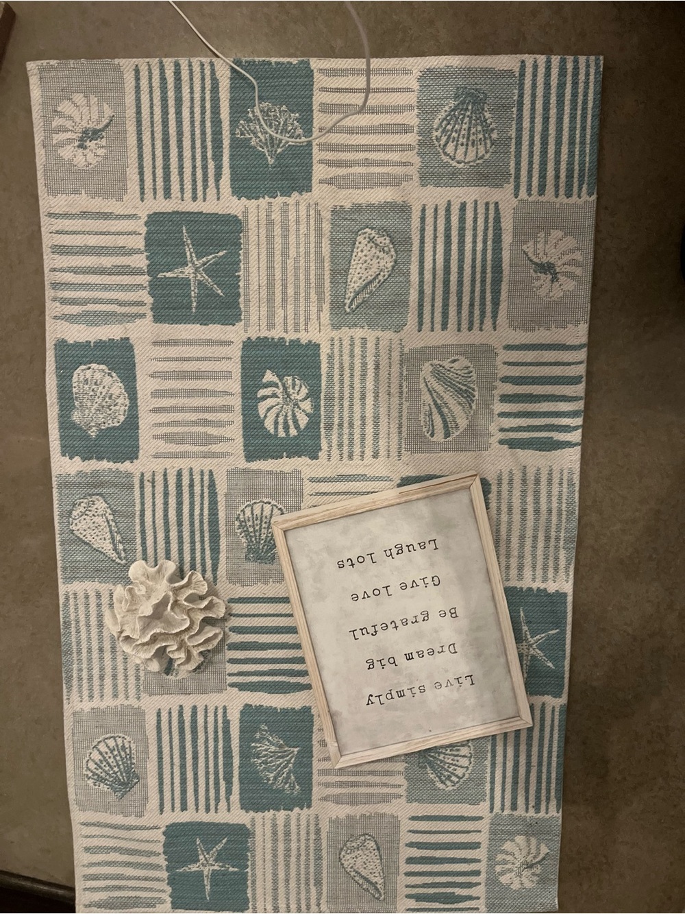 Beach room decor with new rug